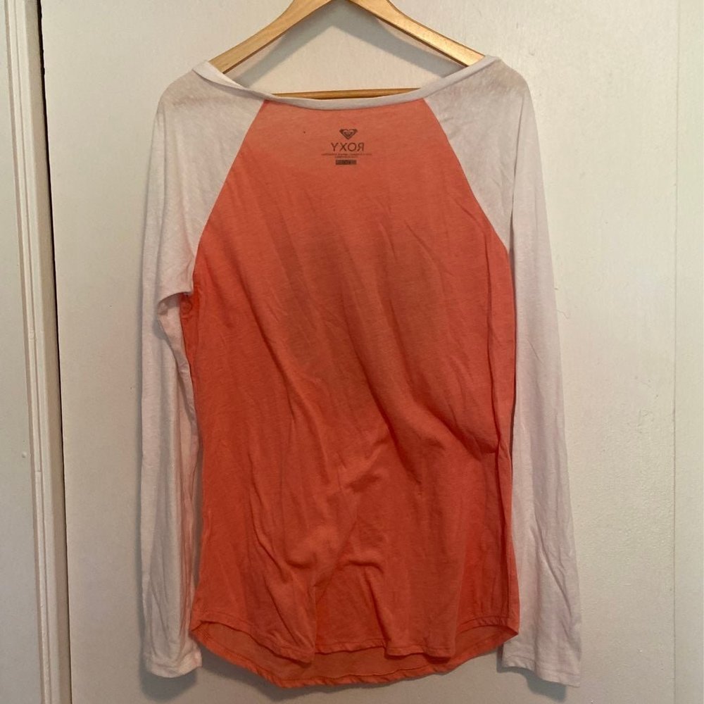 Roxy Tribal Heart Peach and White Baseball Raglan Tee - Picture 4 of 5